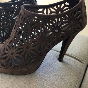Balmain laser cut suede heels